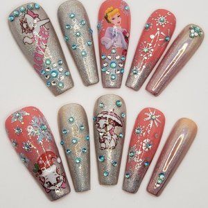 Christmas Long Coffin Press on Nails